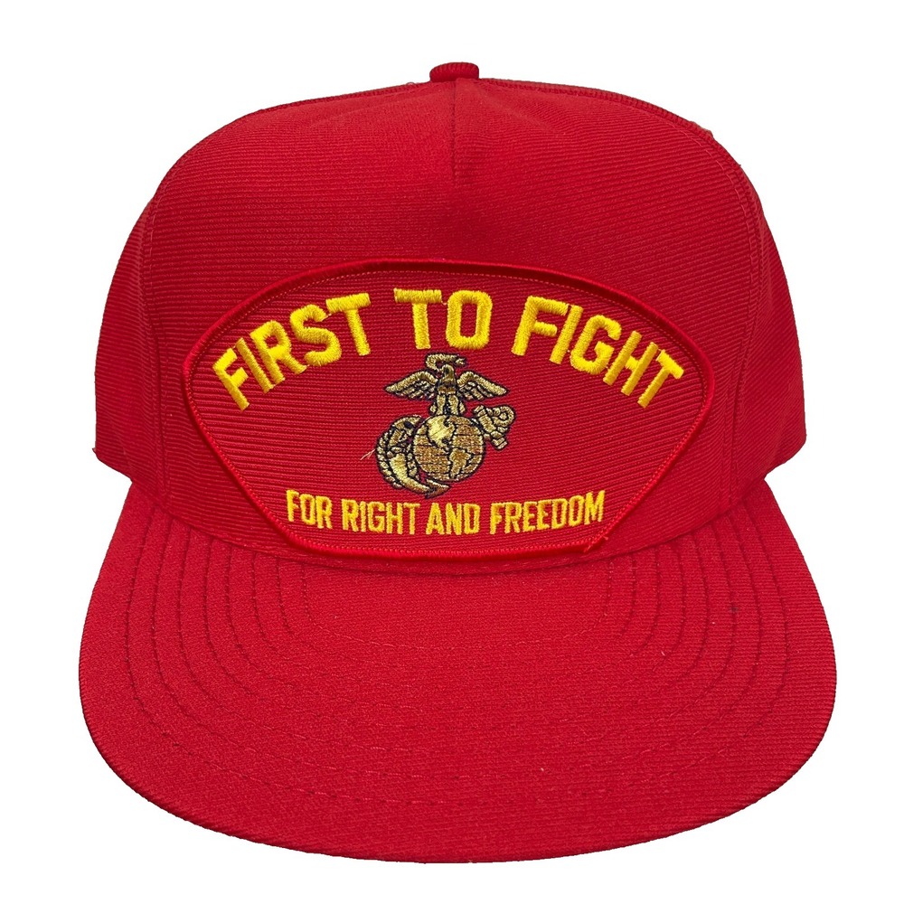Vintage United States Marine Corps Hat Cap Snapback Made USA USMC First To Fight